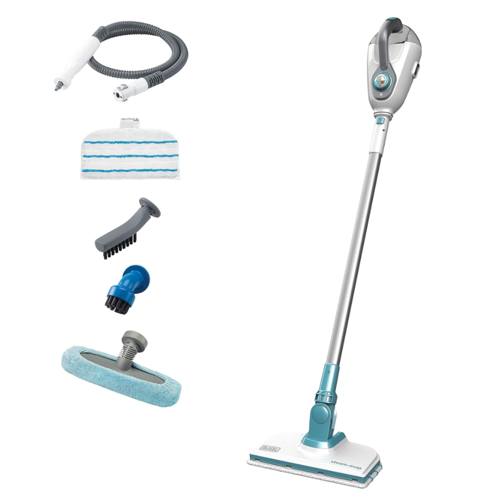 Black and Decker 2-in-1 steam mop with 6 attachments - 1600 watts - white  color - ميساكي Mesaky
