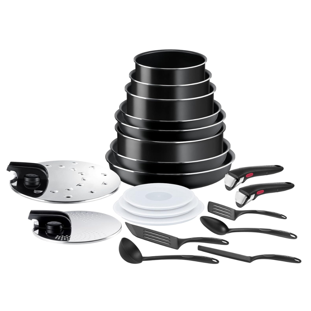 Tefal Ingenio Easy-On Pots and Pans Set with Removable Handles - 20 Pieces  - Black - ميساكي Mesaky