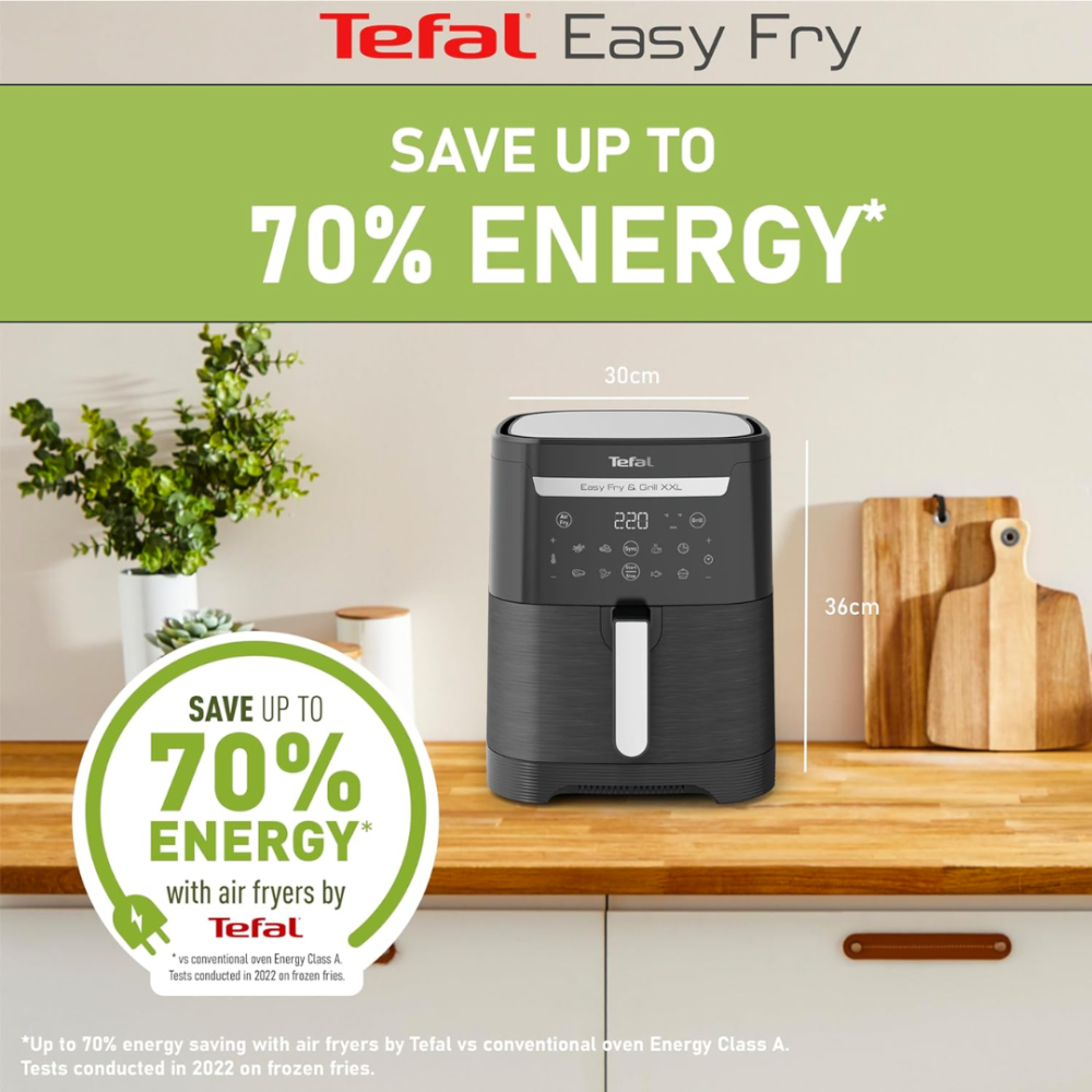 Tefal 2-in-1 digital air fryer and grill, large size - 6.5 liter capacity -  1830 watts