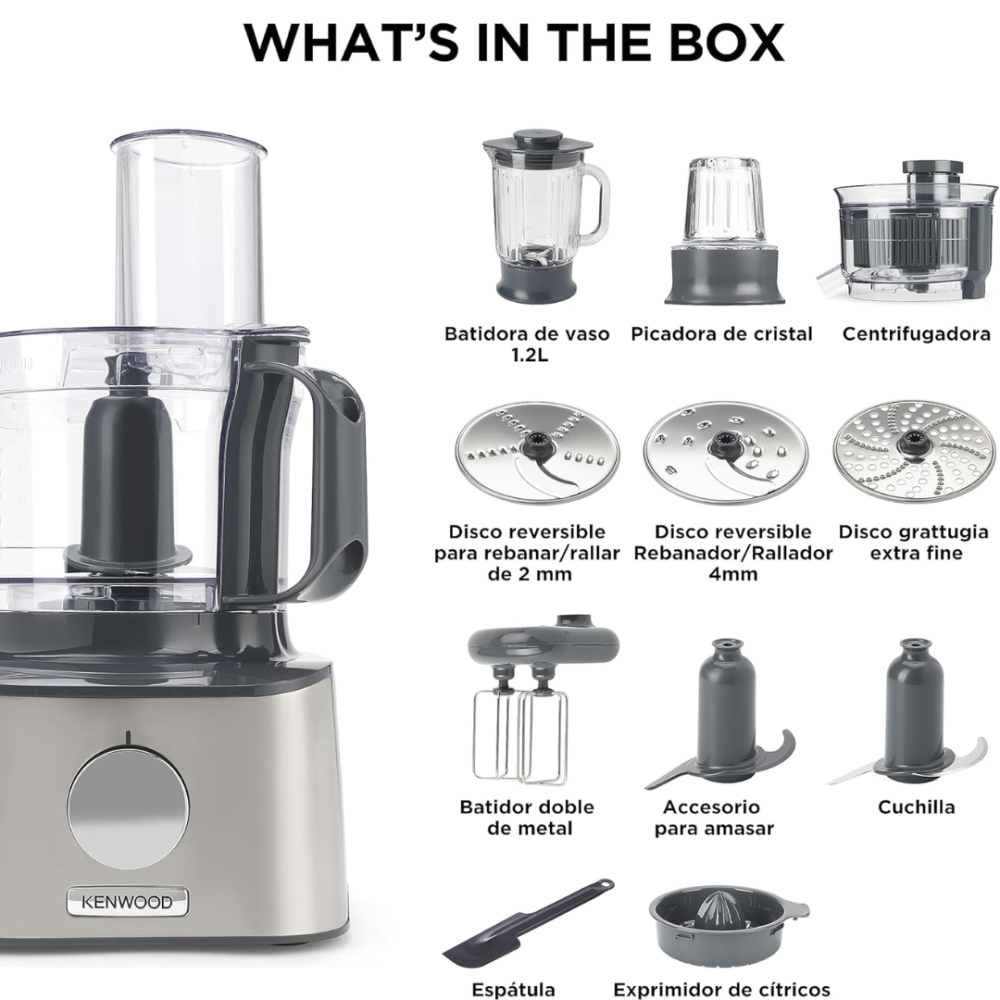 Complete food processor with grinder from Kenwood - 2.1 liter capacity -  800 watts