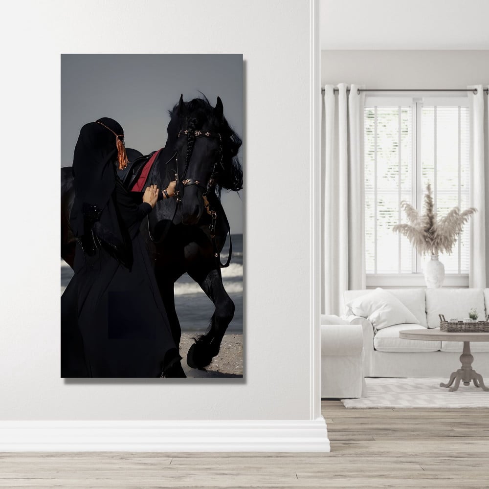 لوحة جدارية تشكيلية - الخيل - مطبوعة على لوح اكريلك