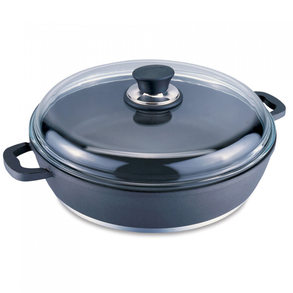 Korkmaz Fabn-Cast Flat Pot Black 28*7 cm / 4.3 liters - A1408 - ميساكي  Mesaky