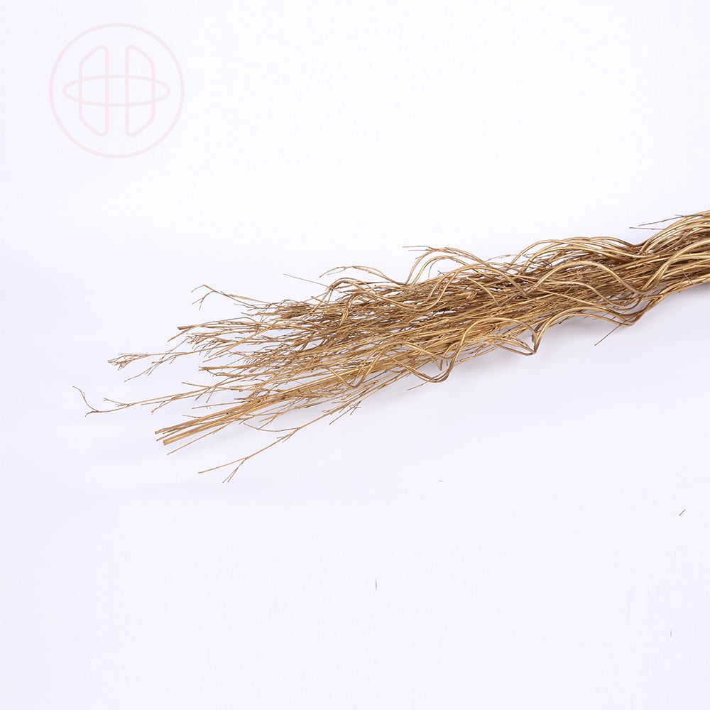 Dried natural birch twig - with long straight branches without leaves -  golden color - ميساكي Mesaky