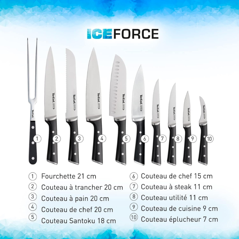 Tefal Ice Force Knife Set - 4 Pieces - Blade Size 11 cm - ميساكي Mesaky