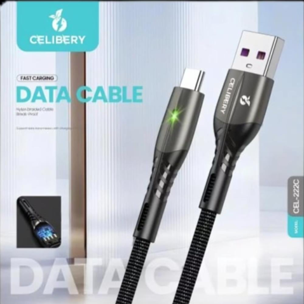 Celibery - كابل شحن ومزامنة بيانات USB إلى تايب سي نايلون مضفر