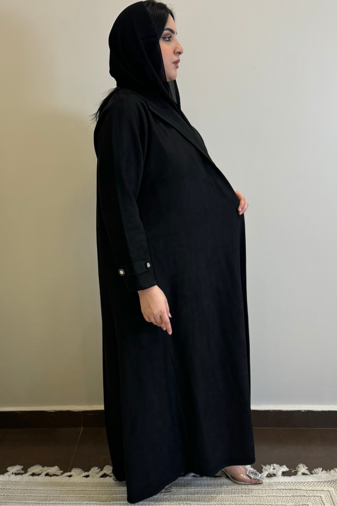 عباية شتوية رسمية من قماش الشامواه الناعم