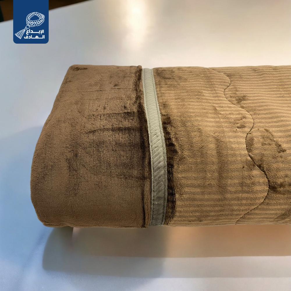 بطانية مخمل طبقتين ناعمة مفرد ونص – بني