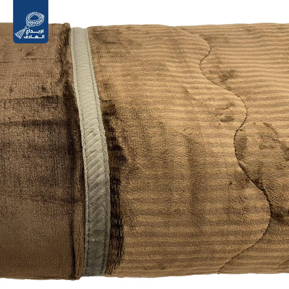 بطانية مخمل طبقتين ناعمة مفرد ونص – بني