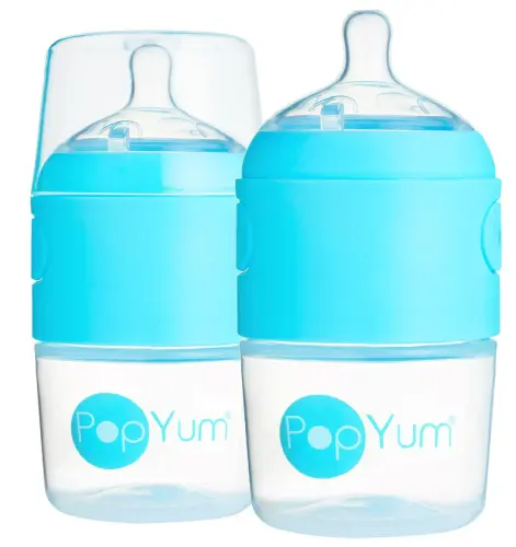 مجموعة رضاعة لصنع وخلط وتوزيع غذاء الاطفال بتصميم مضاد للمغص من بوب يام، 150 مل، عبوة من 2 قطع، لون أزرق