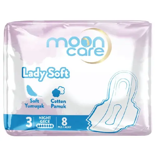 Mooncare Women's Pads Size 3 – Ultra Soft Cotton, Sensitive Skin, 8×24