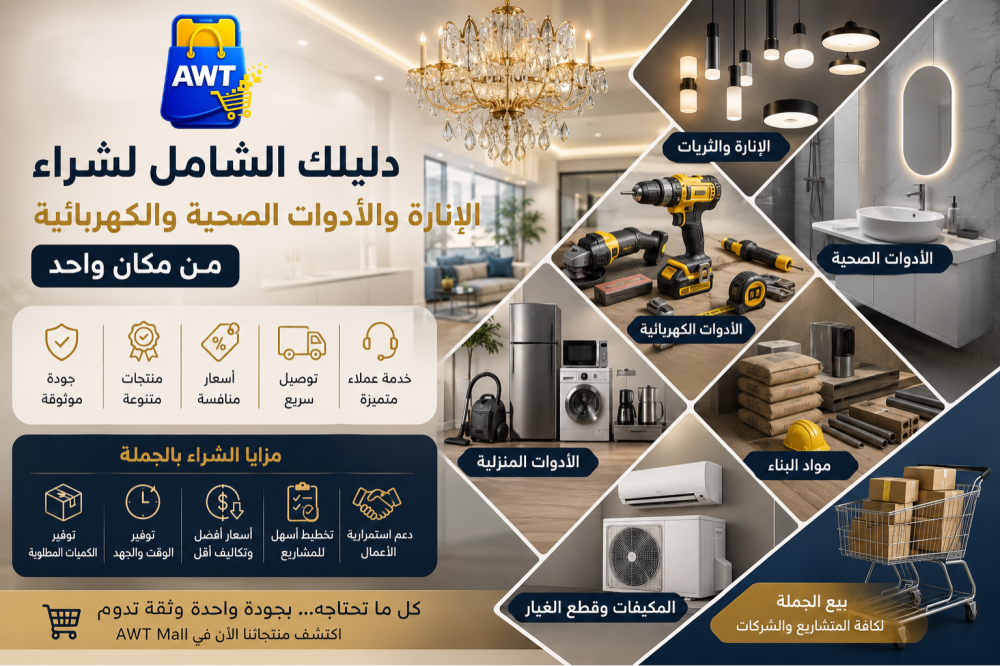 دليلك الشامل لشراء الإنارة والأدوات الصحية والكهربائية من متجر AWT Mall