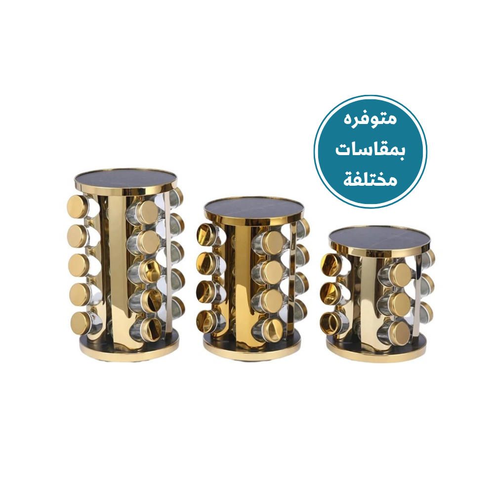 منظم توابل دائري قابل للدوران 360 درجة مع علب زجاجية (متوفرة بمقاسات مختلفة)