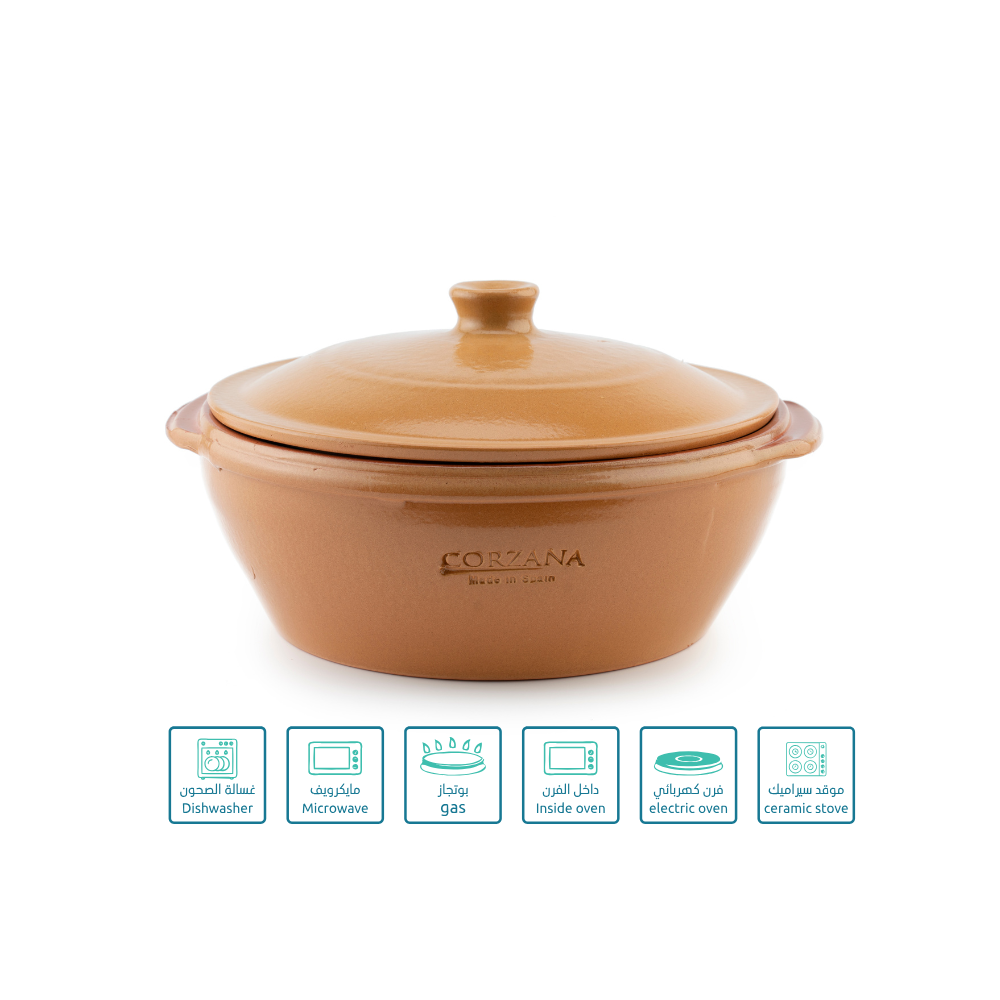 زبدية فخار إسباني بغطاء