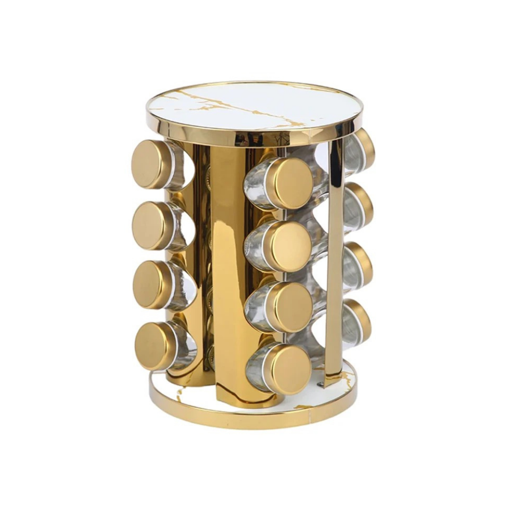 منظم توابل دائري قابل لدوران 360 درجة  مع 16 علبة زجاجية