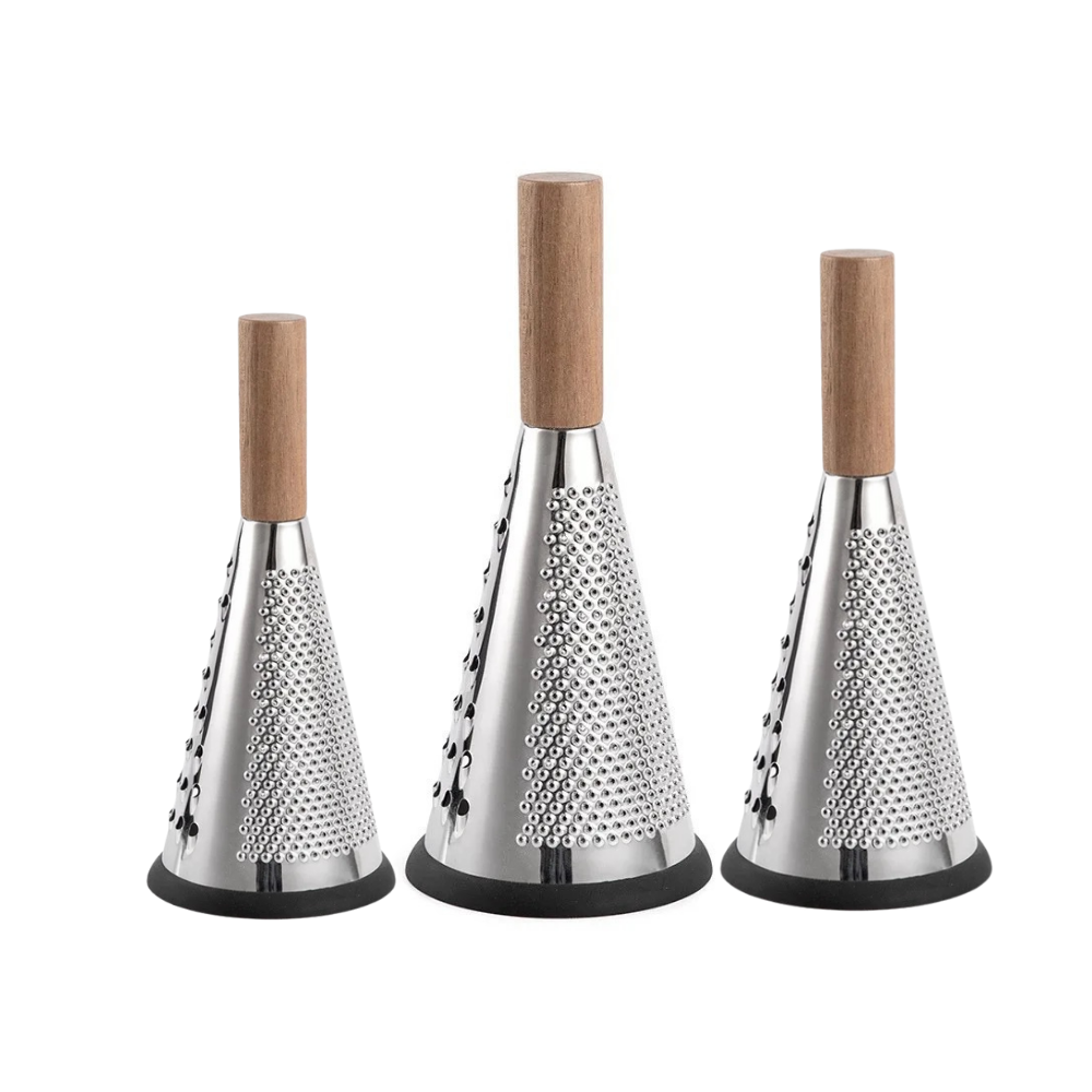 مبشرة ستانلس ستيل بمقبض خشبي (متوفرة بثلاث مقاسات)