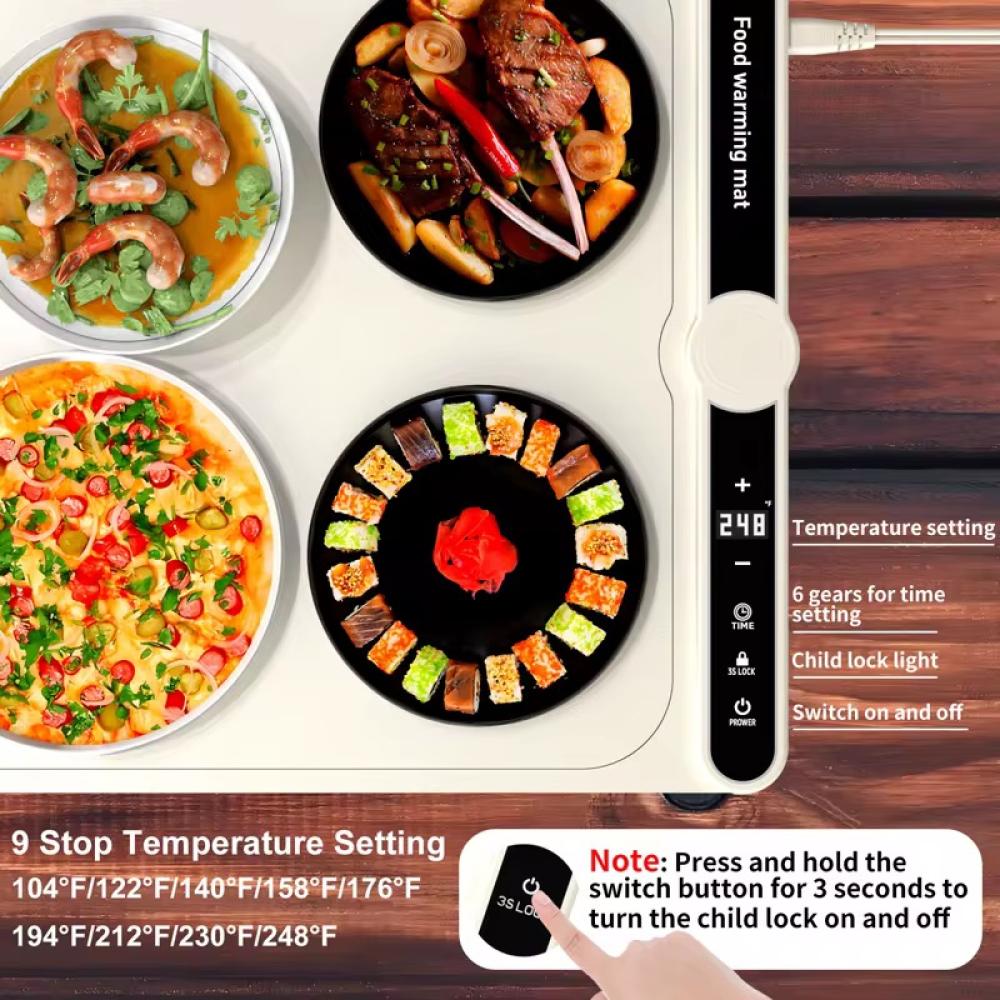 لوحة تسخين كهربائية للطعام قابلة للطي(أبيض كريمي)