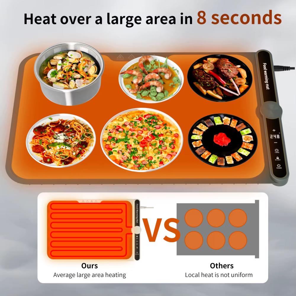 لوحة تسخين كهربائية للطعام قابلة للطي(أبيض كريمي)