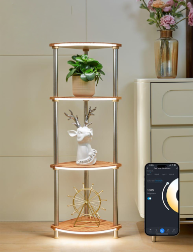 مصباح أرضي LED مع رفوف – تصميم عصري عملي وأنيق