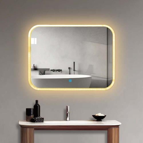 مراية مربع ليد LED ثلاثة الوان 60x80 بإطار اكريليك