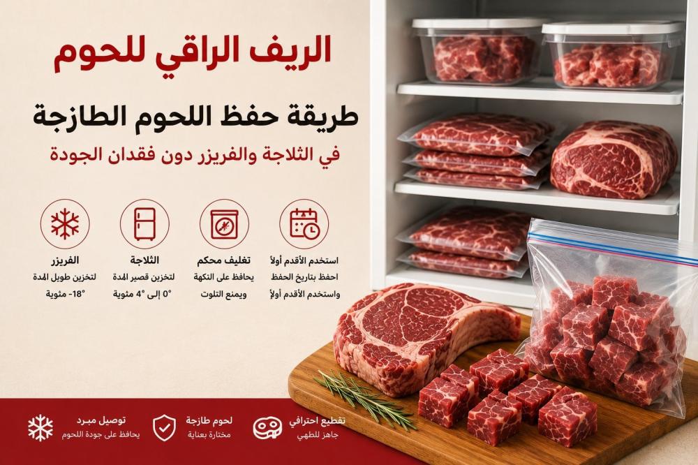 طريقة حفظ اللحوم الطازجة في الثلاجة والفريزر دون فقدان الجودة