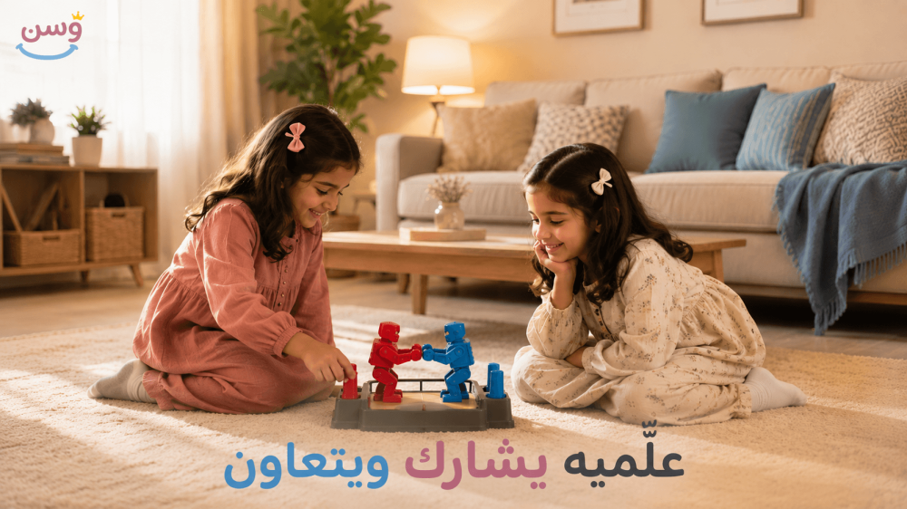 أختان تلعبان لعبة قتال المطرقة من وسن وتتبادلان الأدوار بمرح في المنزل
