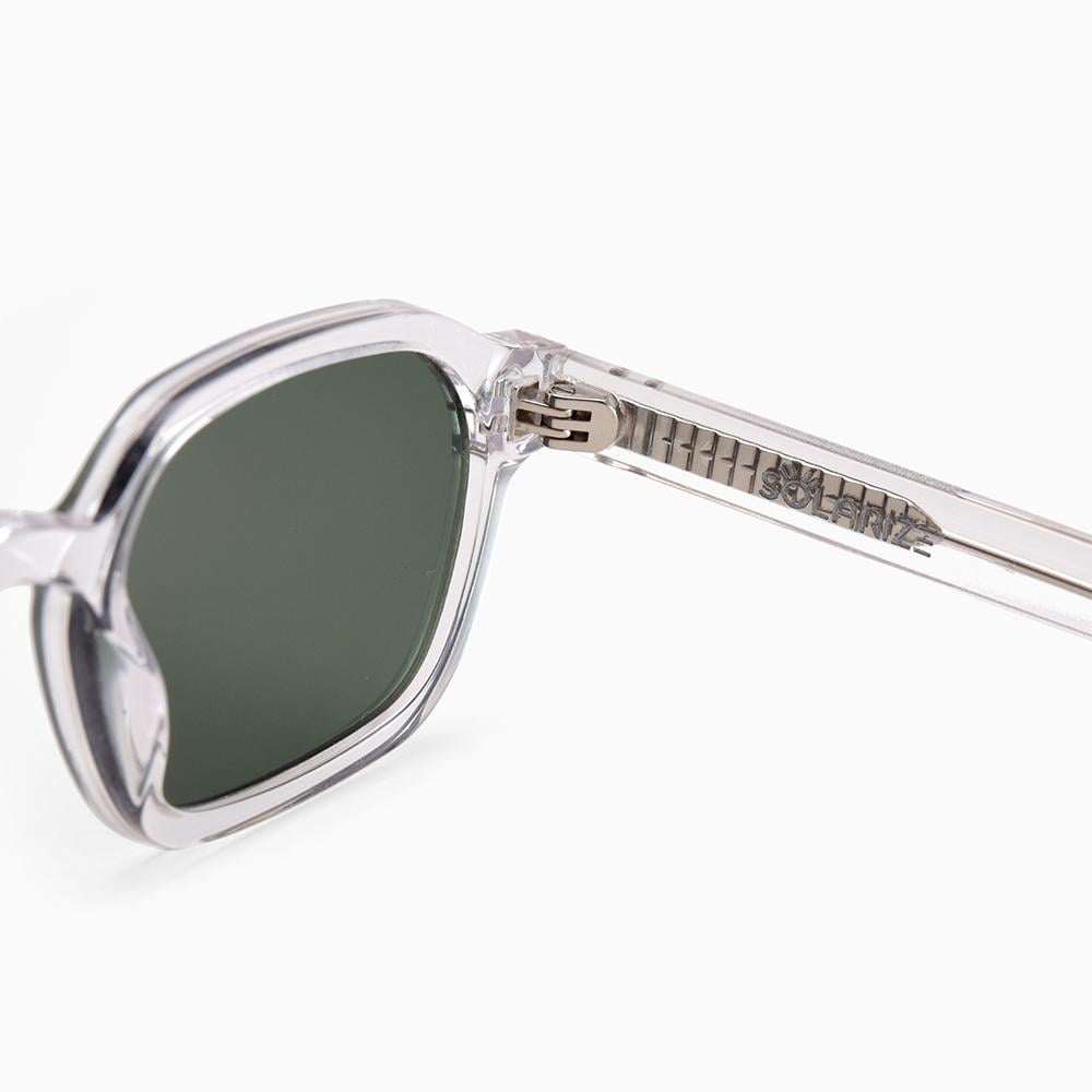 نظارة شمسية بإطار شفاف وعدسات خضراء داكنة حماية UV400 كاملة