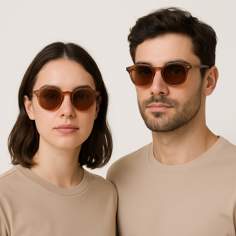 نظارة شمسية دائرية تصميم كلاسيكي للجنسين حماية UV400 بتصميم مريح