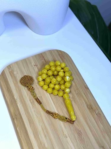 سبحه بكلايت - اصفر - مع طربزونه يدوية (خيط مقاوم ل...