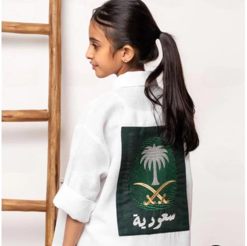 قميص كتان كم طويل- بصمة سعودية
