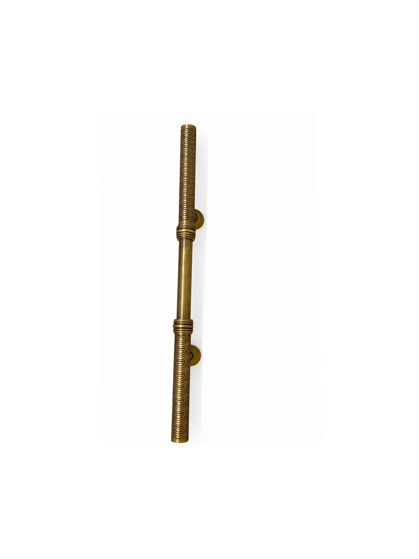 Decorative exterior door handle, samurai bronze brass, 80 cm