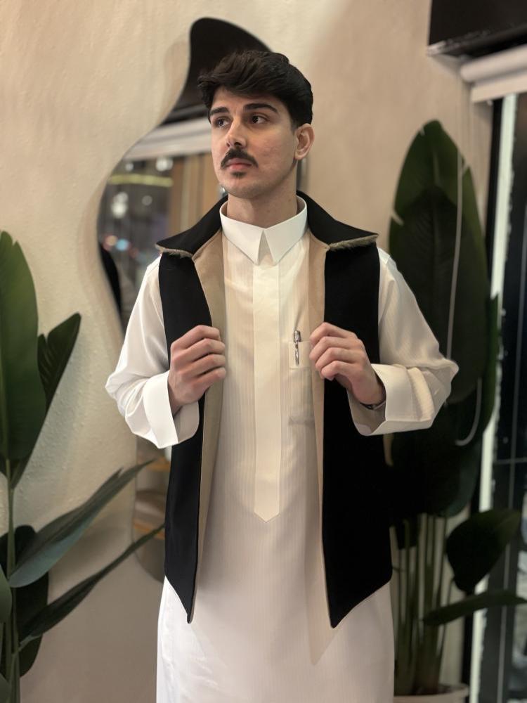 سديري دبل فيس اسود وبيج فرو