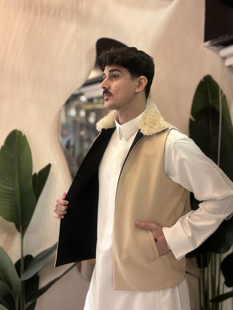 سديري دبل فيس اسود وبيج فرو