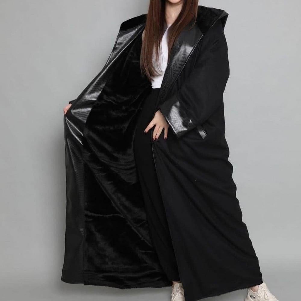 فرو قماش جوخ نسائيه مع جلد على الاطراف