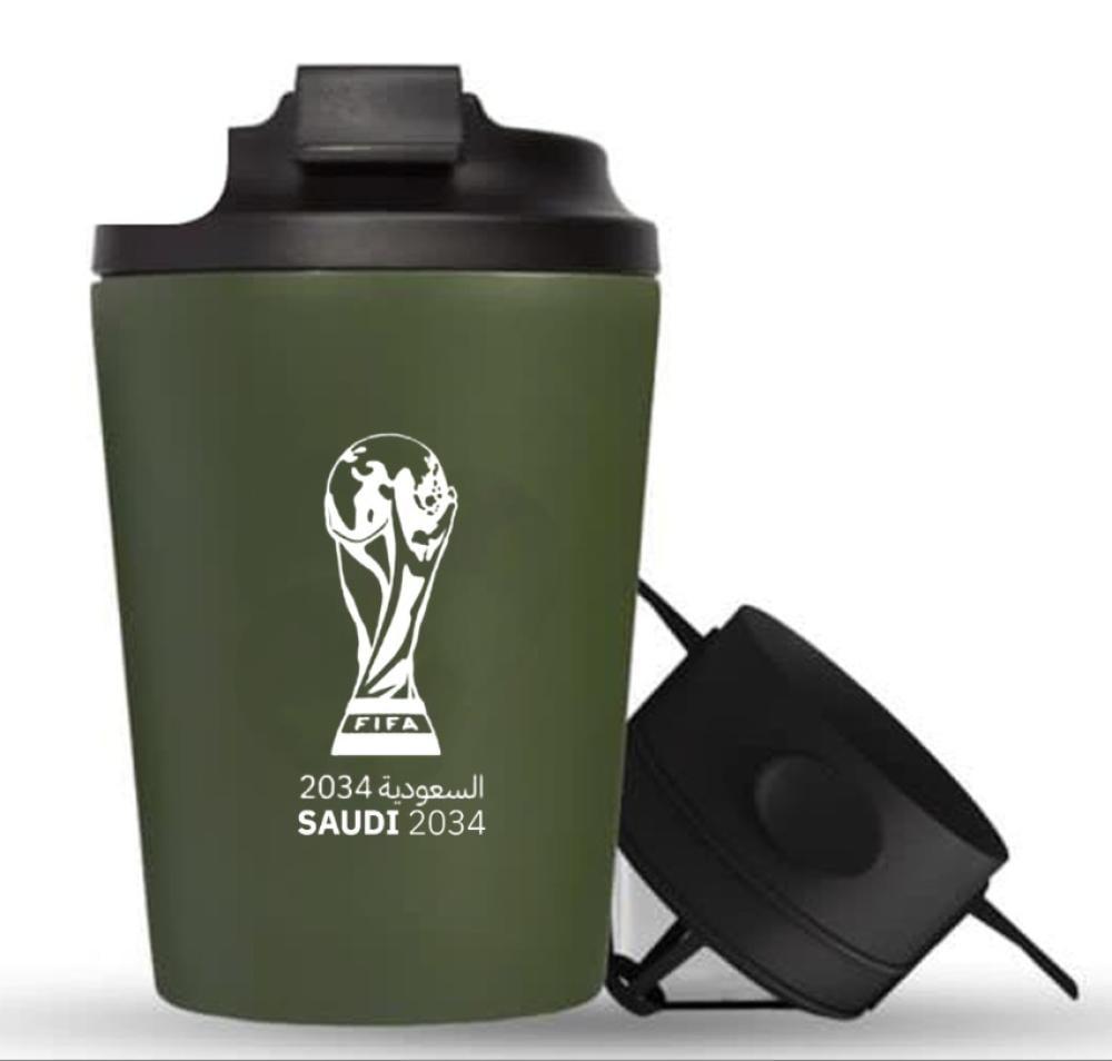 كوب كأس العالم 2034 مخصص | تصميم أنيق مع فلتر قهوة