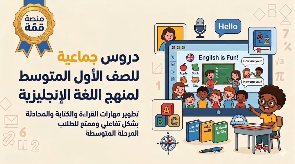 دروس جماعية لشرح منهج اللغة الانجليزية لطلاب الأول متوسط