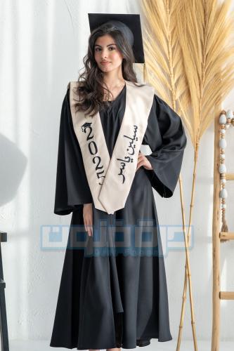 طقم عباية تخرج أسود مع بيج
