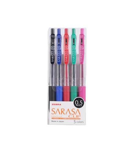 مجموعة اقلام 5 حبات ZEBRA SARASA CLIP
