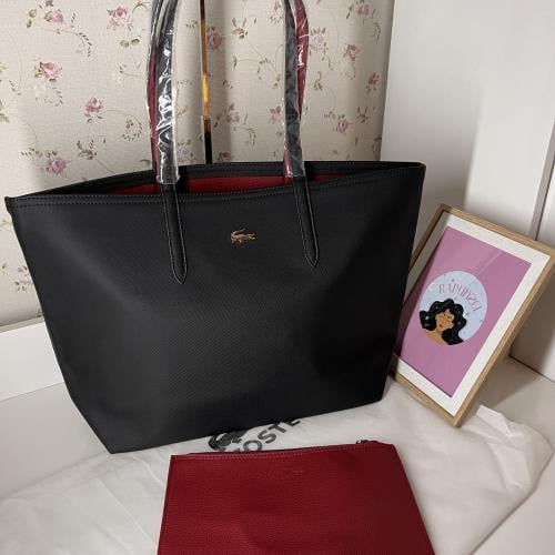 لاكوست توت باق 35cm- أسود وأحمر غامق