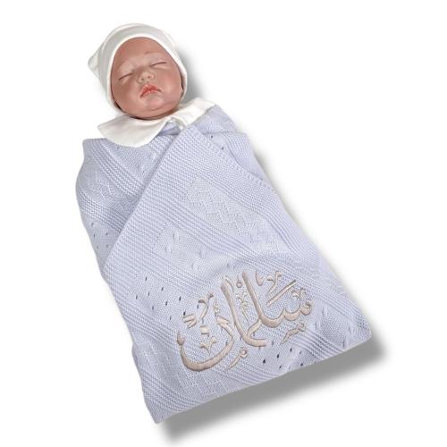 بطانية مواليد متعددة الألوان تطريز