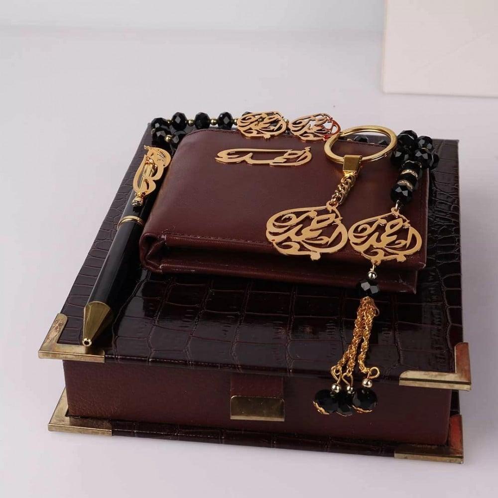 طقم رجالي 6 قطع بالاسم مطلي بالذهب اوالفضه