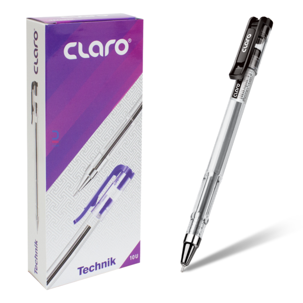 اقلام ,قلم حبر اسود جاف علبه 10 قلم تكنيك 0.7 ملم , كلارو