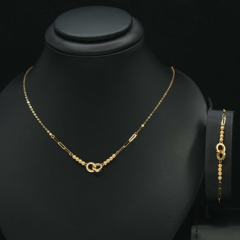 عقد + سوارة ذهب ايطالي  (NB6795)