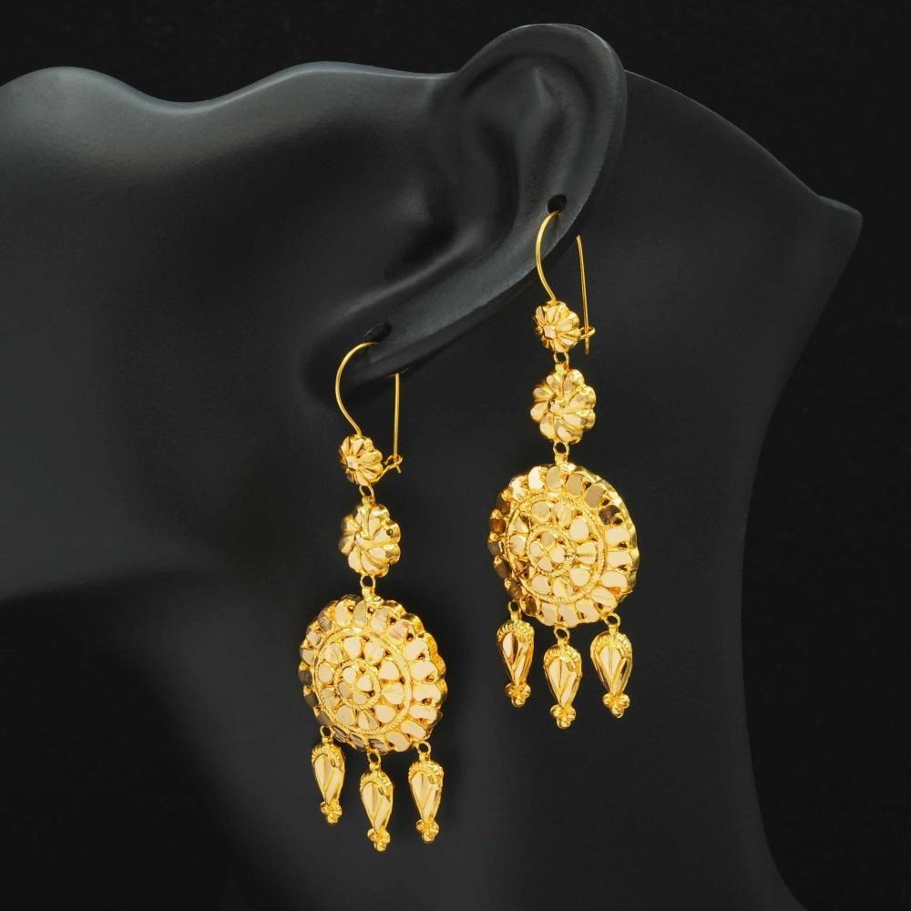 حلق ذهب كرسي جابر عيار 21 (E6124)