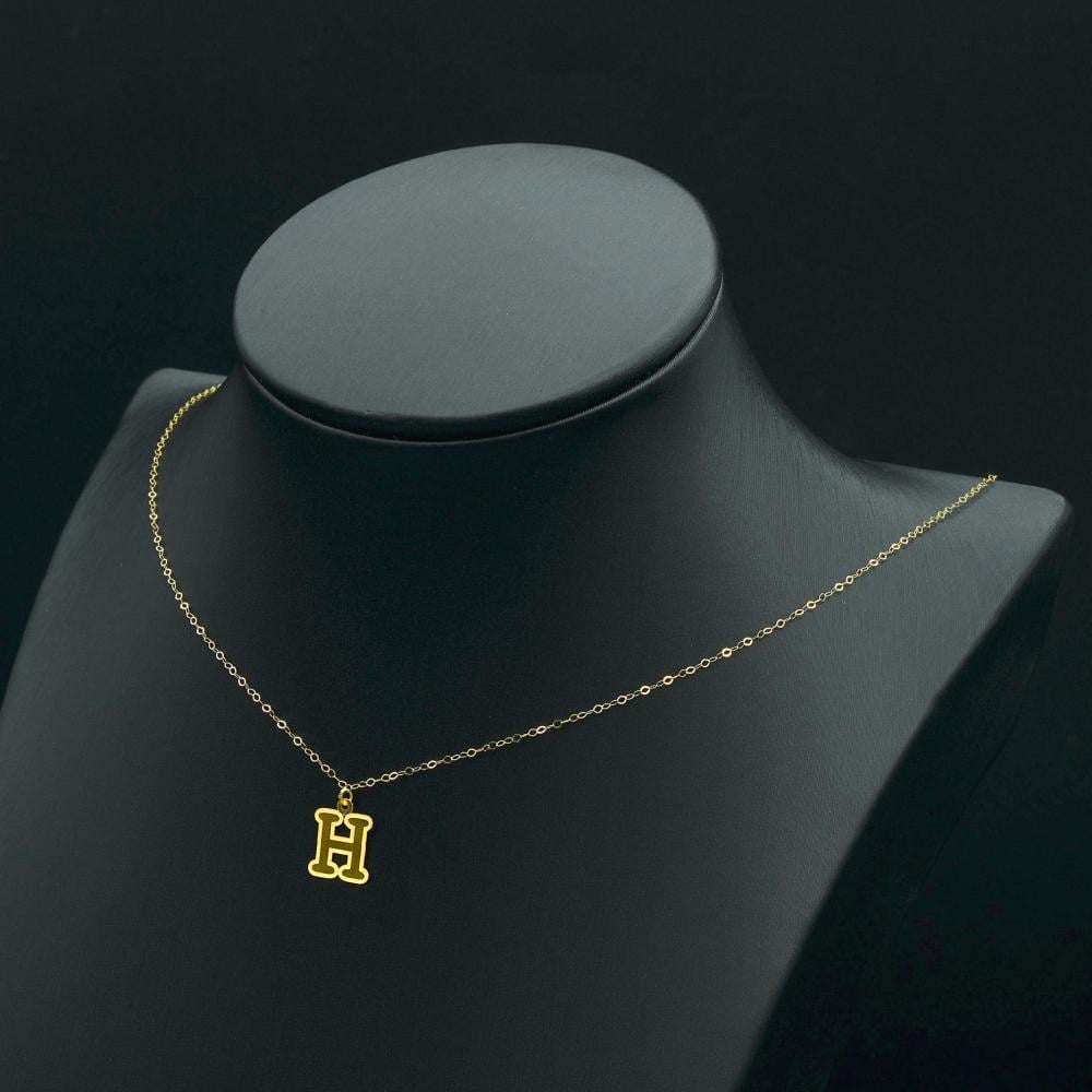 Gold letter H necklace (N3817)