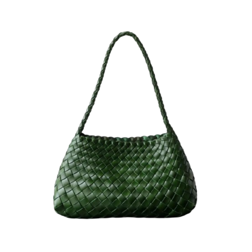 شنطة Aria Woven Luxe – أخضر غامق