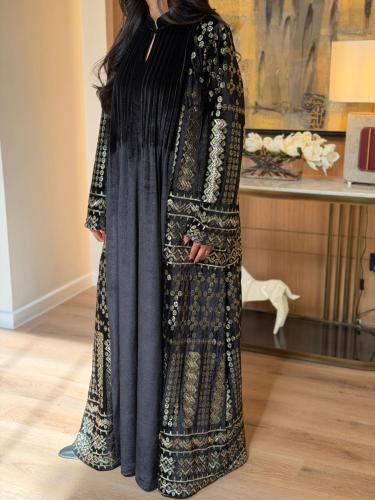 Ladies kaftan with embroidery velvet