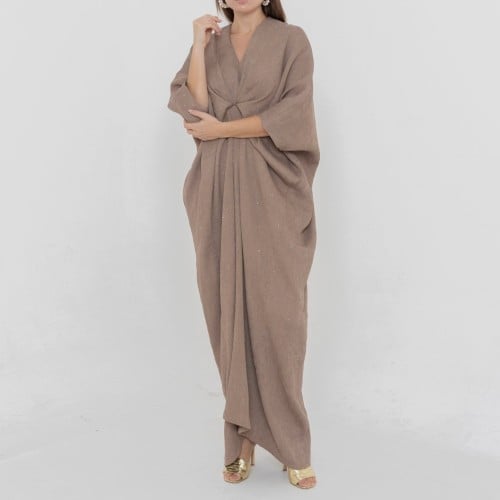 Maxi dress crepe fabric with glitter