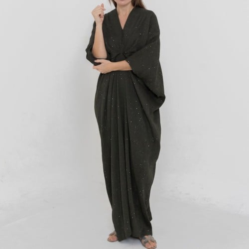 Maxi dress crepe fabric with glitter