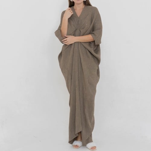 Maxi dress crepe fabric with glitter