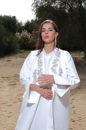 Ladies two piece dress with crystals